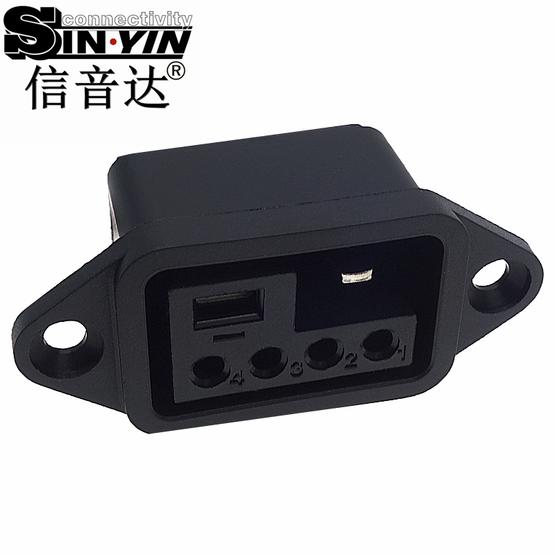信音达 SYCBCWL166F 新国标40A防水复合插座｜IP67电源信号母座 无筋自由导向·55×21×24mm超紧凑方案