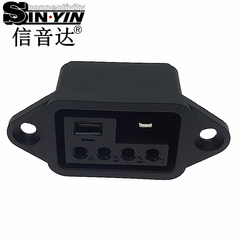 信音达 SYCBCWL208F 新国标40A防水复合插座｜IP67电源信号母座 双筋强化防呆·55×21×24mm高可靠方案-3