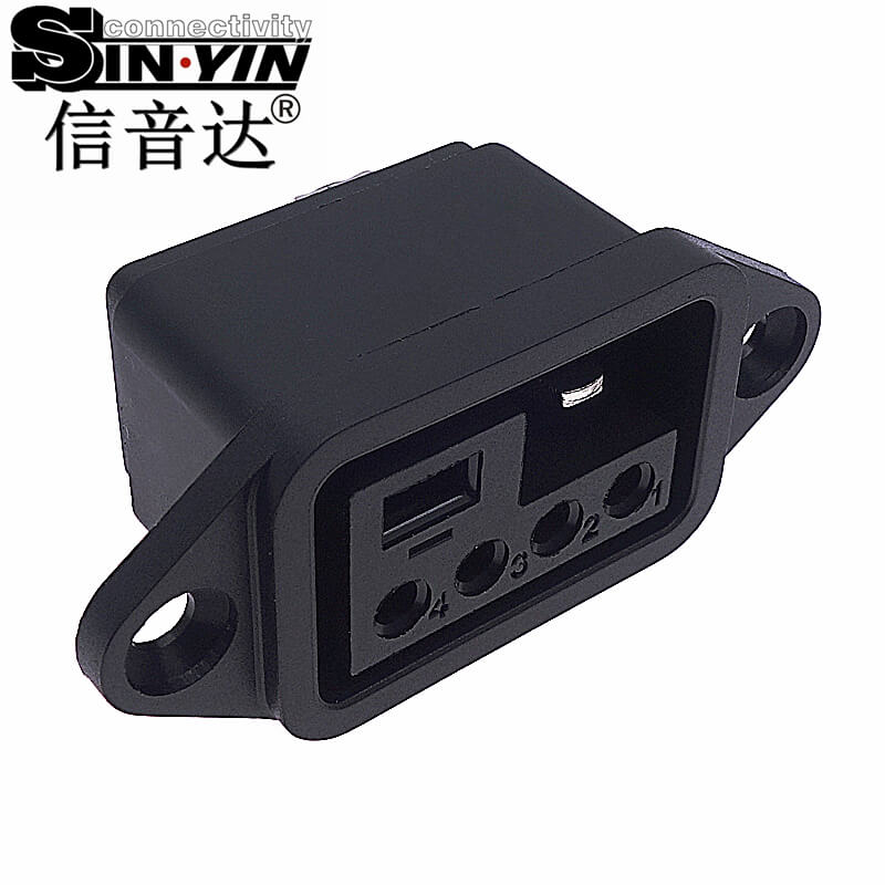 信音达 SYCBCWL206F 新国标40A防水复合插座｜IP67电源信号母座 单筋防呆·55×21×24mm超紧凑方案-5
