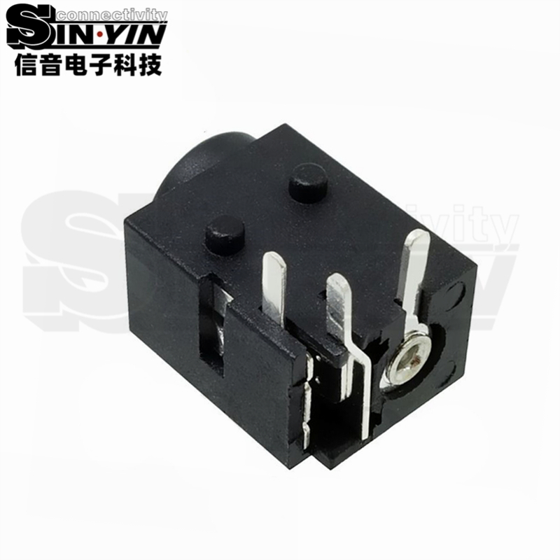 DC-043 卧式DIP DC电源插座（4.5×1.65mm 针规 / 8x10mm紧凑型带双PCB定位柱母座）-3