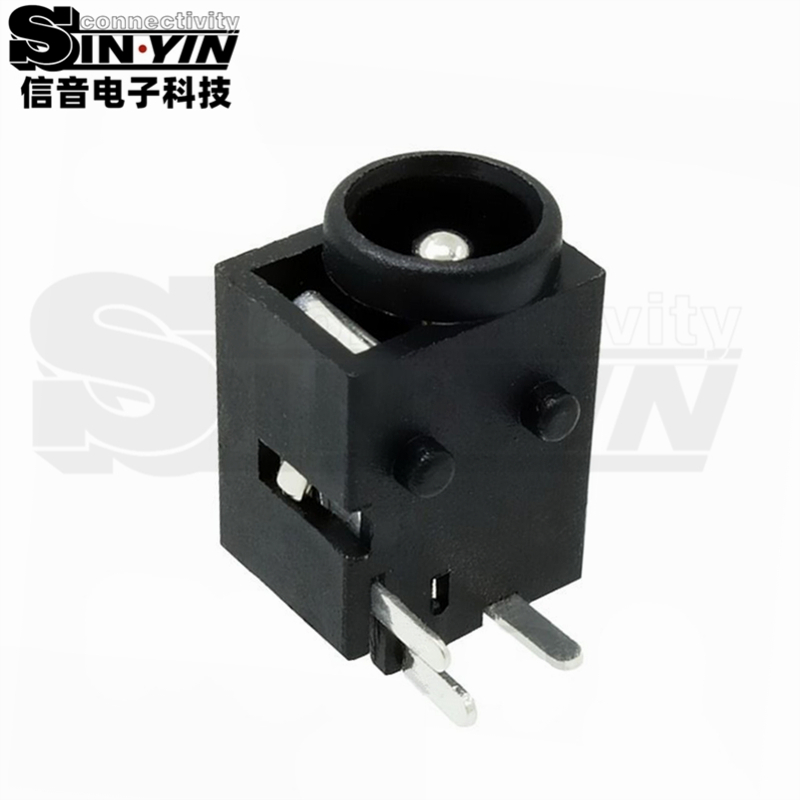 DC-043 卧式DIP DC电源插座（4.5×1.65mm 针规 / 8x10mm紧凑型带双PCB定位柱母座）