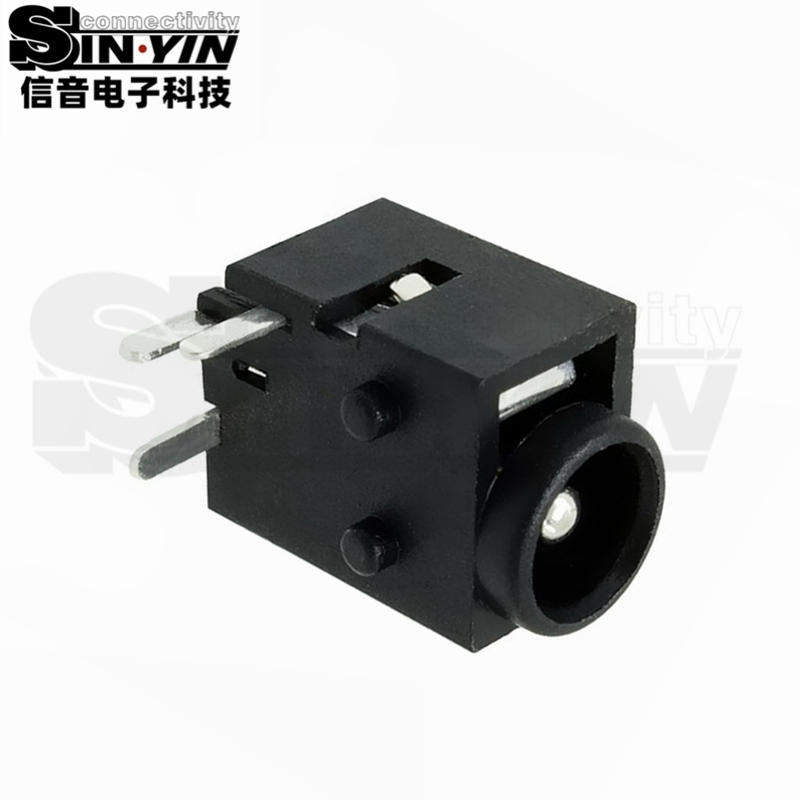 DC-043 卧式DIP DC电源插座（4.5×1.65mm 针规 / 8x10mm紧凑型带双PCB定位柱母座）-2