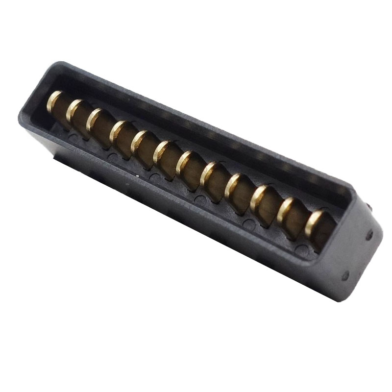 信音达 SYCDM27P12R1R2 12Pin锂电池公座｜LCP耐260℃·镀金低阻·2.7mm间距·15A单针·DIP插件·AI无人机专用
