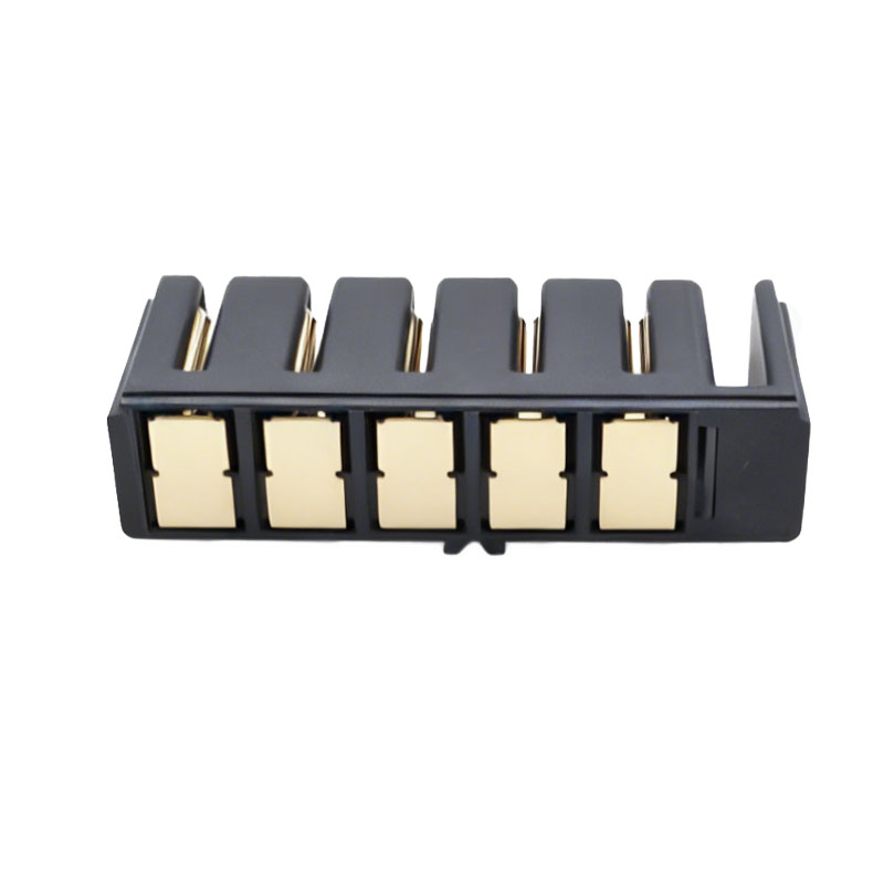信音达 SYCZF02P5CSMT 防呆5Pin锂电池母座｜PA9T耐260℃·CTI≥400V·5.0mm间距·10A单针·SMT贴片