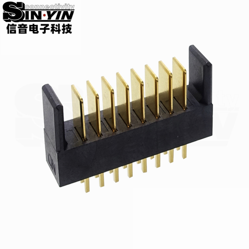 信音达SYCAM08P8M5 8Pin双排插件锂电公座｜LCP耐高温材质·额定7A/瞬时10A·21.7×5.5×10.1mm紧凑封装·耐260℃回流焊·储能BMS高功率接口（多串动力+采样+通讯）