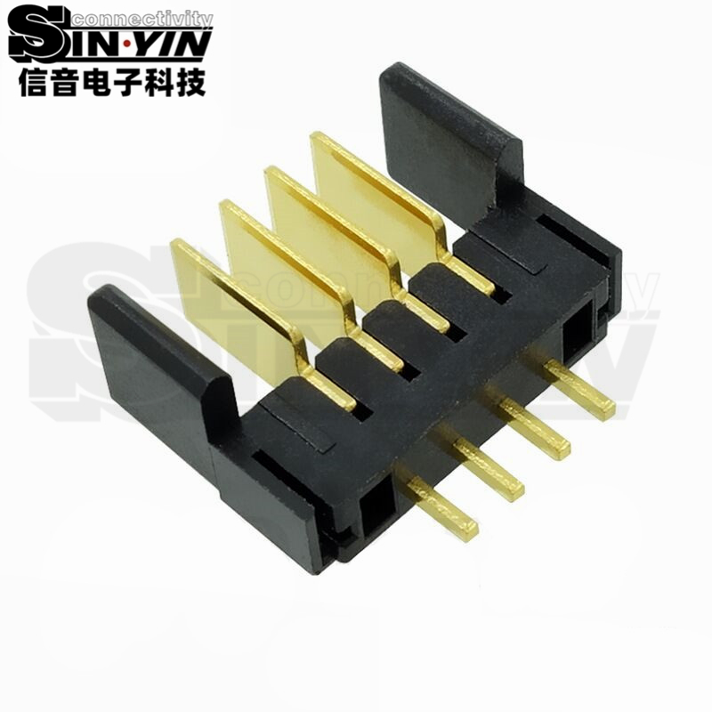 信音达SYCAM01P4AM5 4Pin插件锂电公座｜PA9T尼龙镀金·额定5A/瞬时8A·13.65×5.5×10.1mm极致紧凑DIP封装·耐260℃波峰焊·智能门锁BMS基础接口（双串动力+采样）-2