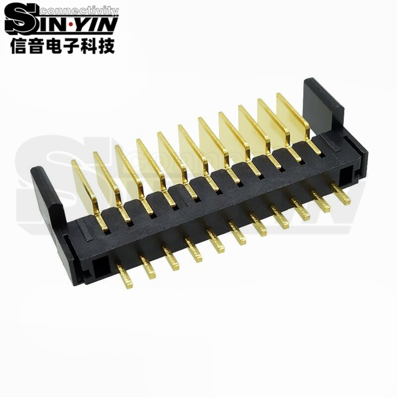 信音达SYCAM01P11AM5 11Pin插件锂电公座｜黄铜C2680镀金·额定5A/瞬时8A·27.65×5.5×10.1mm紧凑DIP封装·耐260℃波峰焊·多串BMS高集成接口（动力+采样+通讯+预留）-2