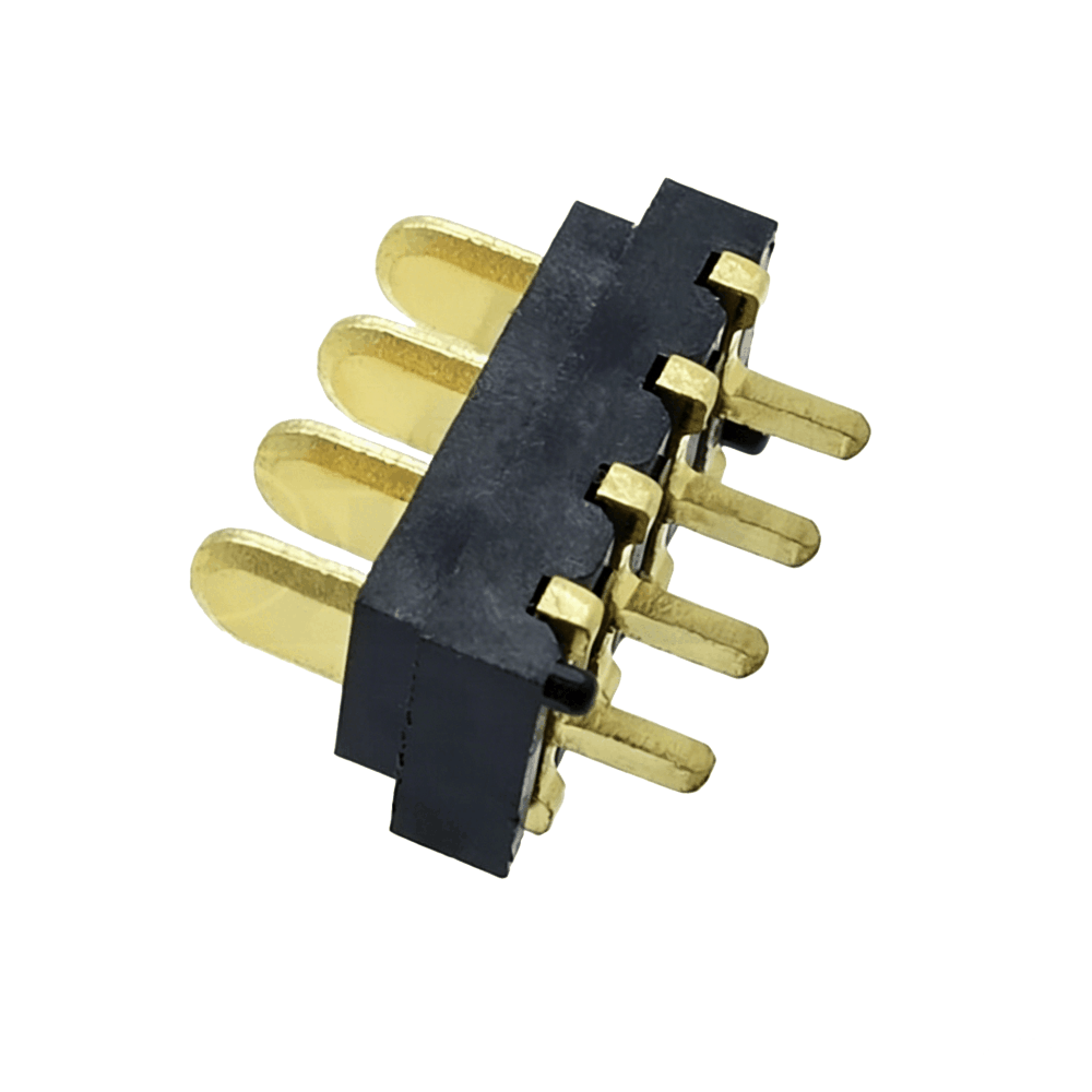 信音达SYCAM20P4R1H250 4Pin插件锂电公座｜LCP材质·额定3A/瞬时5A·8.5×4.4×7.3mm极致微型DIP封装·耐260℃波峰焊·单串BMS基础接口（动力+地线+双预留）