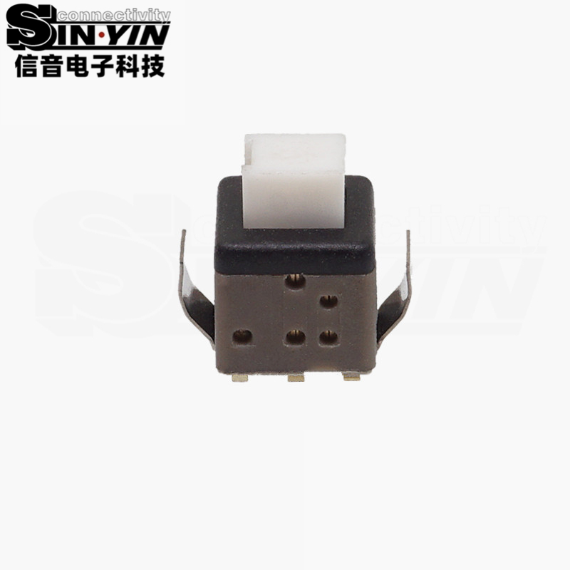 5.8*5.8平头按键开关（SYCPB64L/N自锁无锁可选/180g与250g按力/两侧五金弹片加固/SMT贴片微型自锁开关）