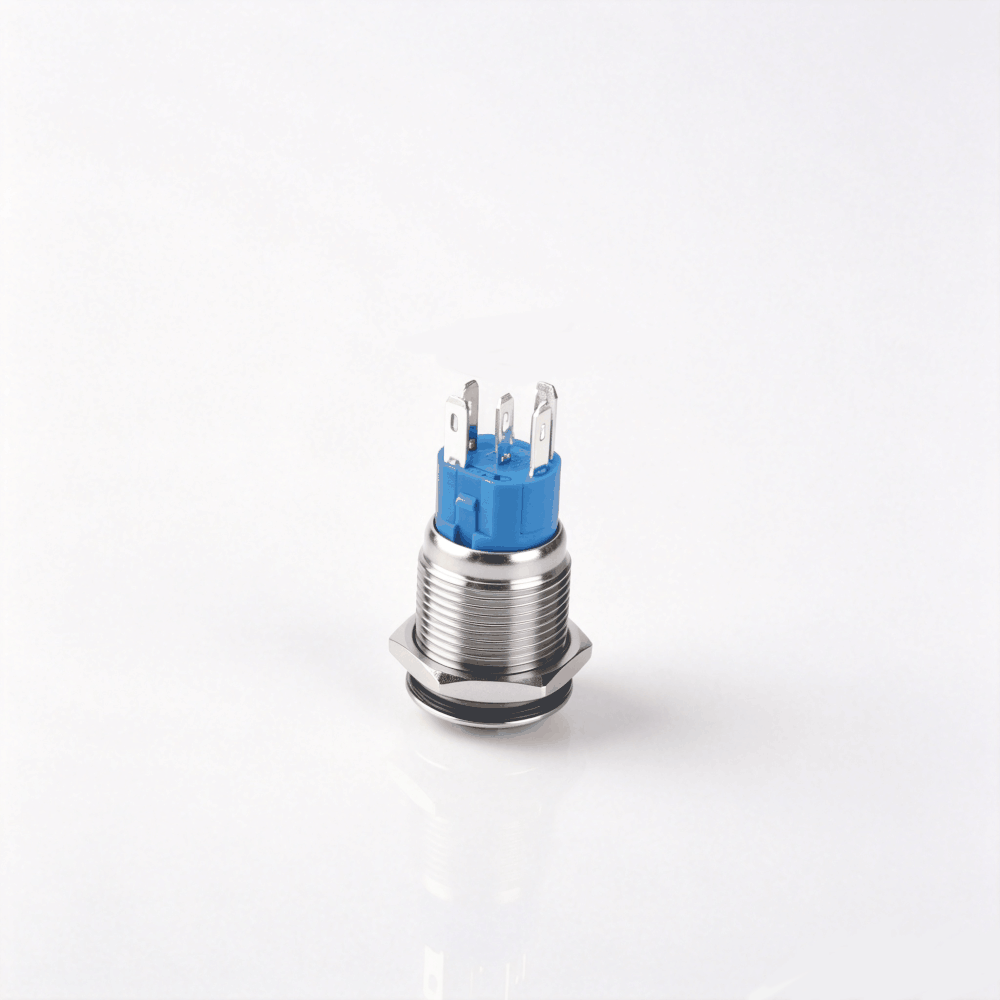 16mm高头金属按钮开关（开口16mm/高头凸头/单刀双掷1NO1NC/环形发光LED带灯/自锁式/防水防爆）-5