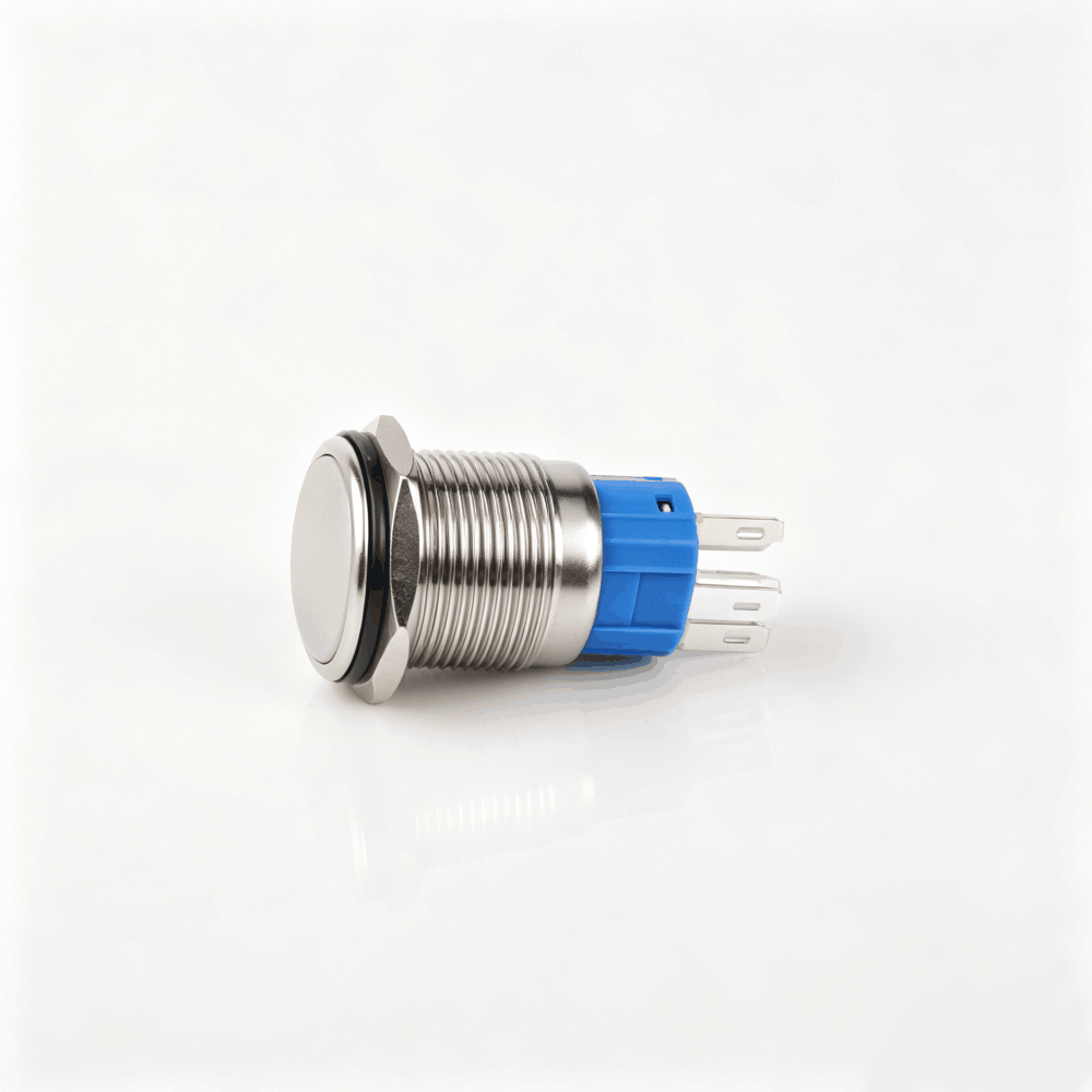 19mm金属按钮开关（开口19mm/19C平头/单刀双掷1NO1NC/环形发光LED带灯/自锁式/防水防爆）-3