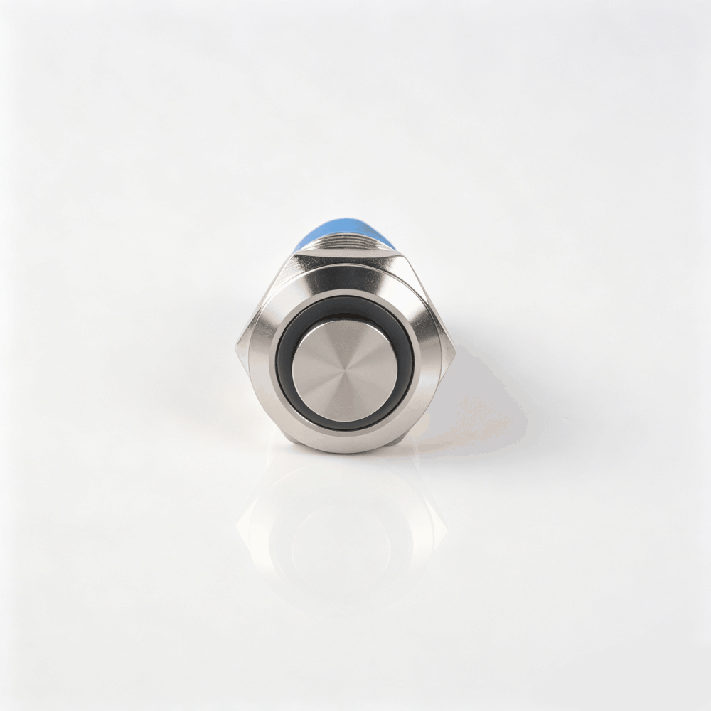 19mm高头金属按钮开关（开口19mm/19F高头按头/单刀双掷1NO1NC/环形发光LED带灯/点动复位式/防水防爆）