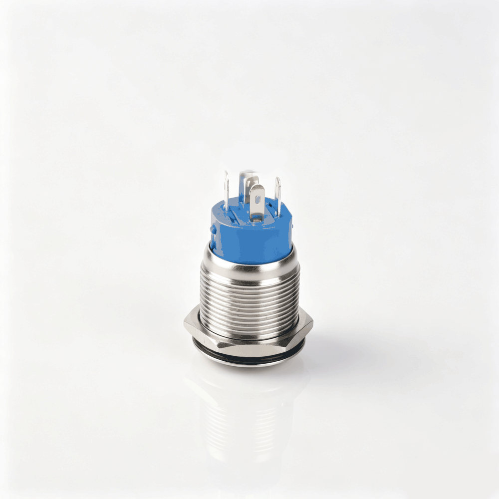 19mm高头金属按钮开关（开口19mm/19F高头按头/单刀双掷1NO1NC/环形发光LED带灯/点动复位式/防水防爆）-4