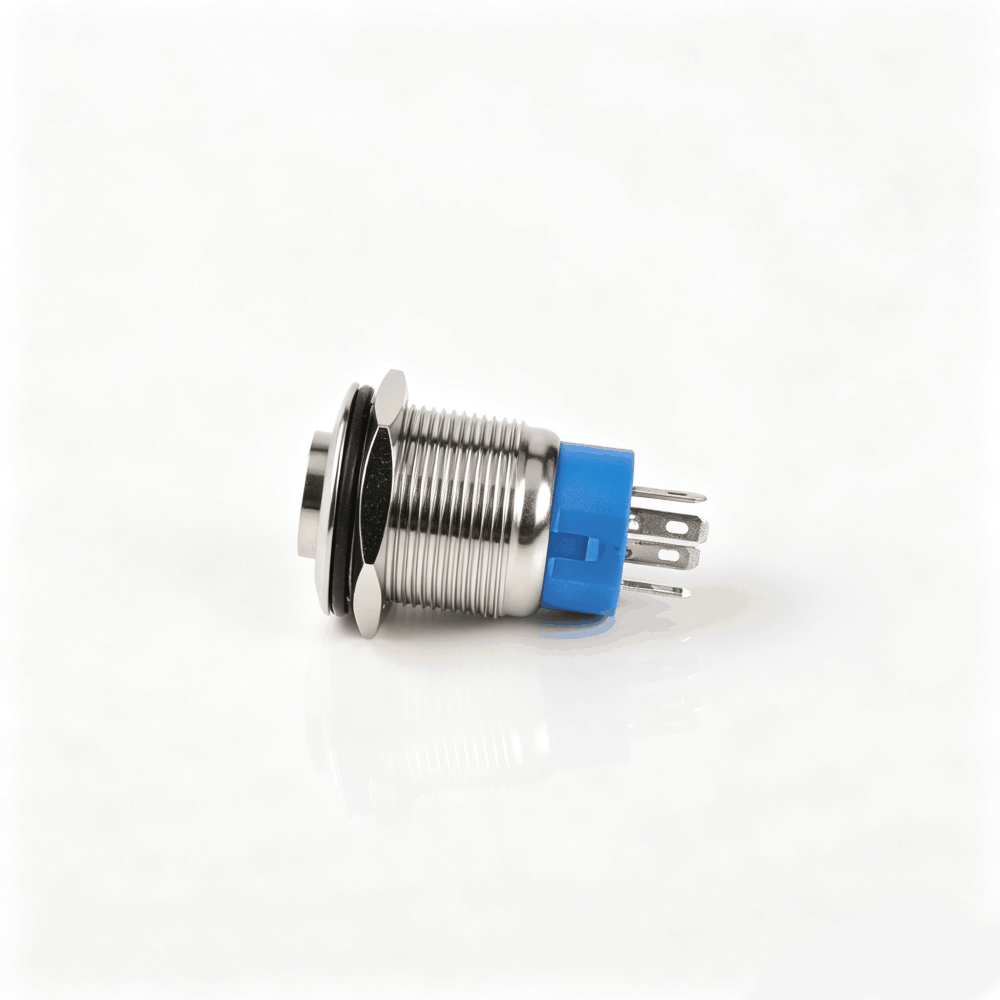 19mm高头金属按钮开关（开口19mm/19F高头按头/单刀双掷1NO1NC/环形发光LED带灯/自锁式/防水防爆）