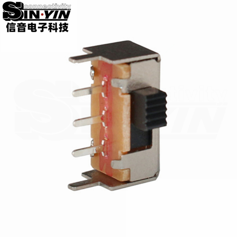 SK-12E12 侧柄微型拨动开关（1P2T单极双位/SK系列侧操作/3Pin DIP侧插弯脚/带两侧加固固定脚/高可靠镀银/数码小家电专指）-2