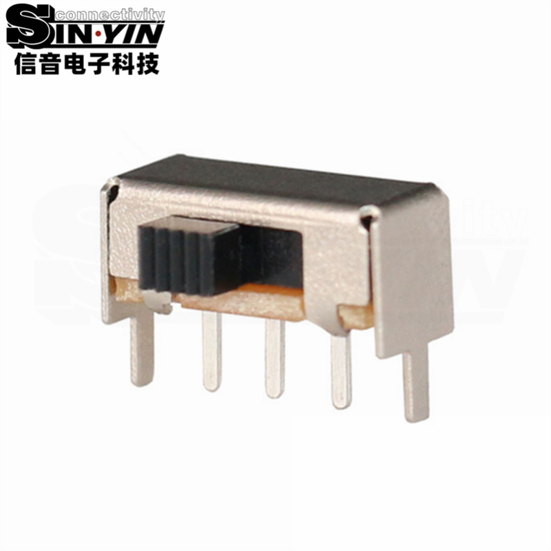 SK-12E12 侧柄微型拨动开关（1P2T单极双位/SK系列侧操作/3Pin DIP侧插弯脚/带两侧加固固定脚/高可靠镀银/数码小家电专指）-4
