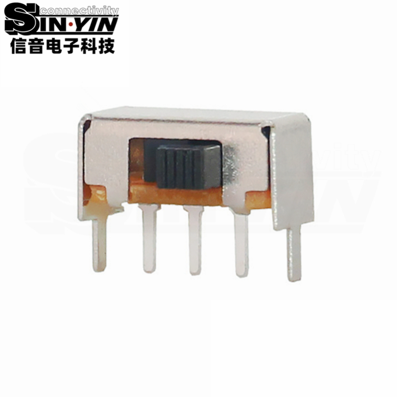 SK-12F14 侧柄拨动开关（1P2T/1极2档3脚/DIP插件式/90度侧弯针/双加固脚/柄长定制/免费送样）