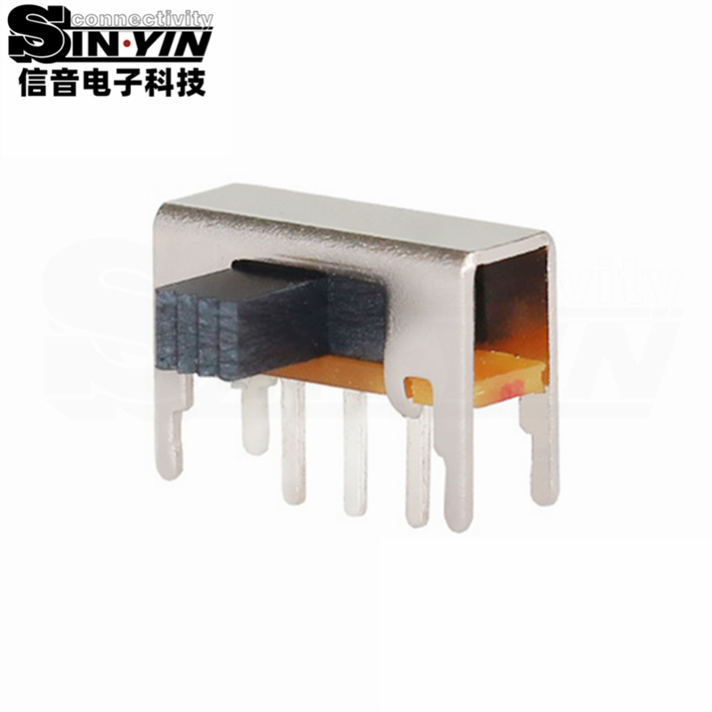 SK-12F16 侧插拨动开关（1P2T/1极2档3脚/DIP侧插式/带折角侧向固定脚/柄长可定制/免费送样）