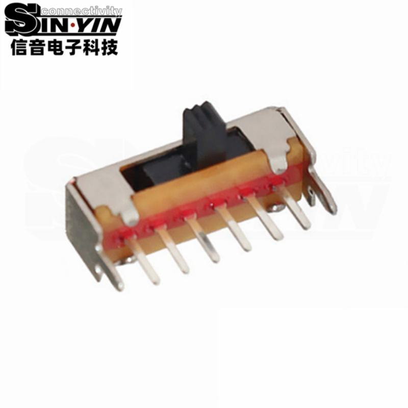 SK-14D01 侧插拨动开关（1P4T/1极4档5脚/DIP侧插式/板边折角加固脚/柄长定制/四档调节/免费送样）