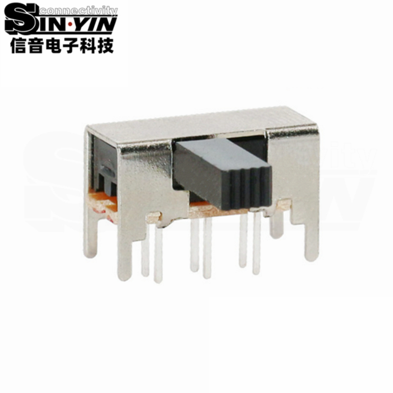 SK-22H03侧柄拨动开关_2P2T双断回路_长寿命高可靠_侧插DIP安装_信音电子原厂直供