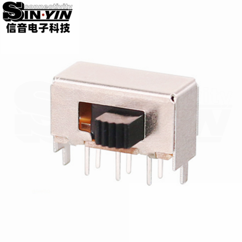SK-22J03侧柄拨动开关_2P2T双断回路_J系列通用款_侧插DIP安装_信音电子原厂直供