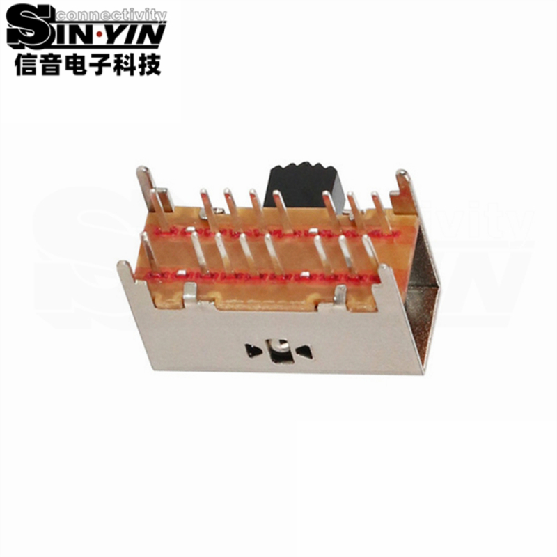 SK-43D03侧柄拨动开关_4P3T四极三档_D系列标准行程侧插DIP_多通道三模同步切换_信音电子原厂-5