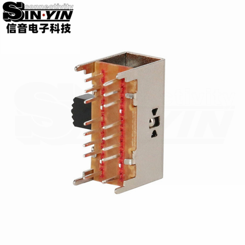 SK-43D03侧柄拨动开关_4P3T四极三档_D系列标准行程侧插DIP_多通道三模同步切换_信音电子原厂-4