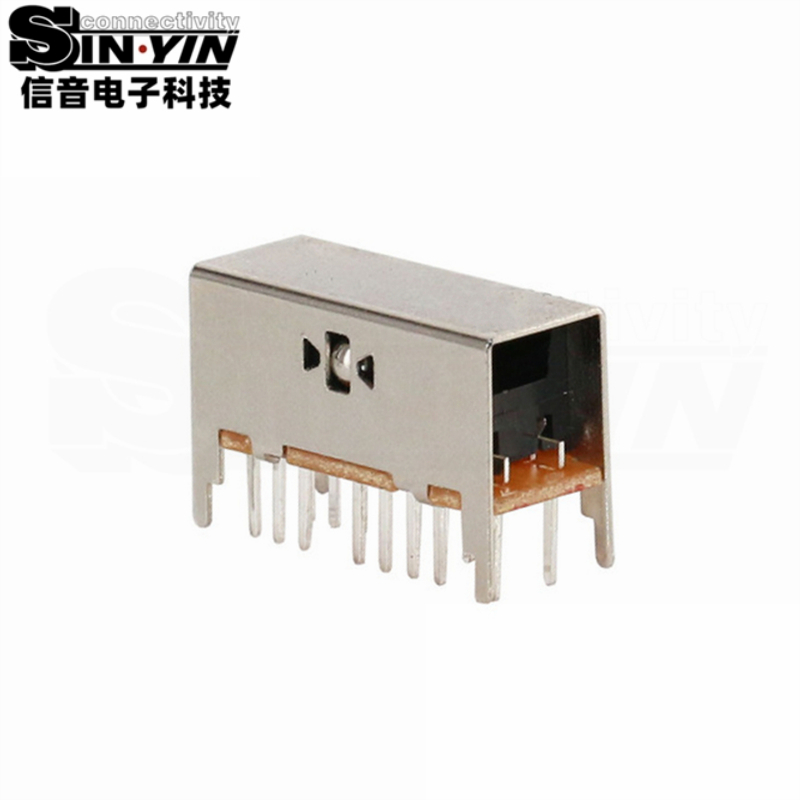 SK-43D03侧柄拨动开关_4P3T四极三档_D系列标准行程侧插DIP_多通道三模同步切换_信音电子原厂-3