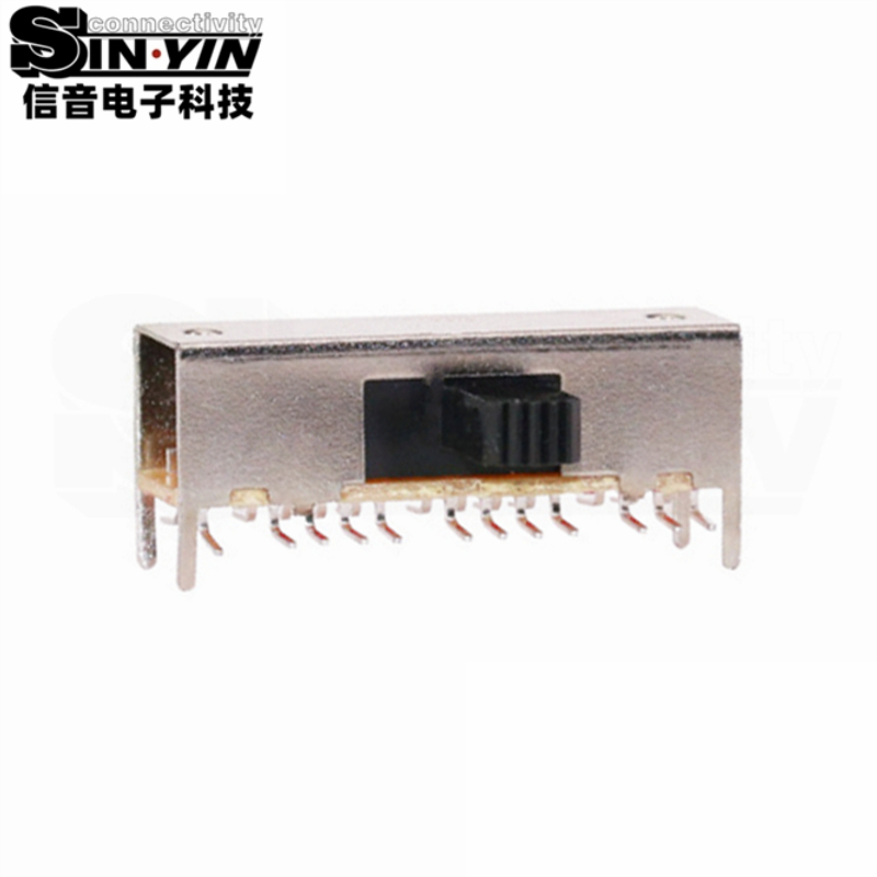 SK-63D03侧柄拨动开关_6P3T六极三档_D系列加长标准侧插DIP_工业级多通道同步切换_信音电子原厂