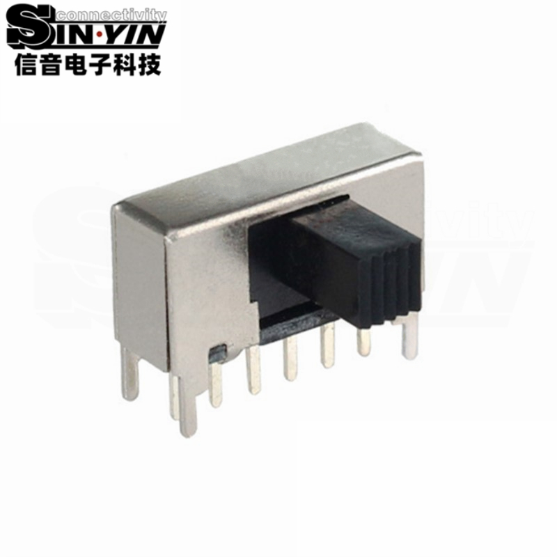 SK-22F06 侧插拨动开关（2P2T/2极2档6脚/单排侧弯引脚/DIP侧插式/板边包边加固脚/解决推拉剥离痛点/支持3D建模/免费打样）