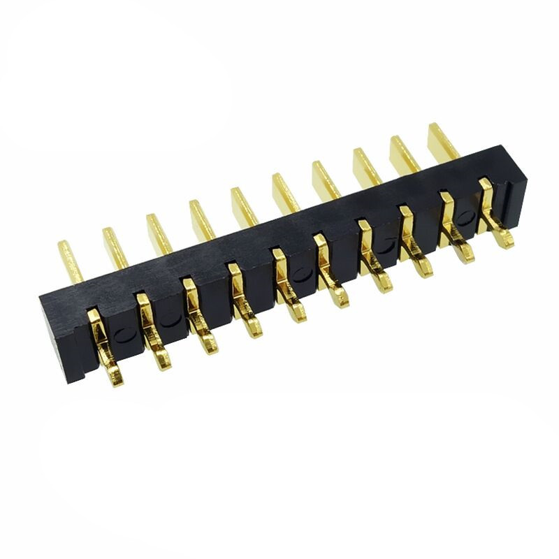 信音达SYCBM01P10R1A 10Pin锂电公座｜2.5mm直插180°·5A单针载流·PA9T耐260℃·镀金低阻·中串BMS垂直互联
