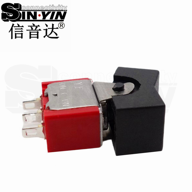 微型钮子开关（单排3脚直脚带孔/焊片端子/带黑色船型帽/两档ON-ON/SPDT单极双掷）-3