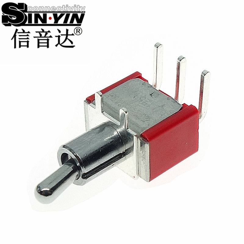 微型钮子开关（单排3脚弯脚/90度侧插/带板载固定脚/两档ON-ON/圆柄/SPDT单极双掷）-5