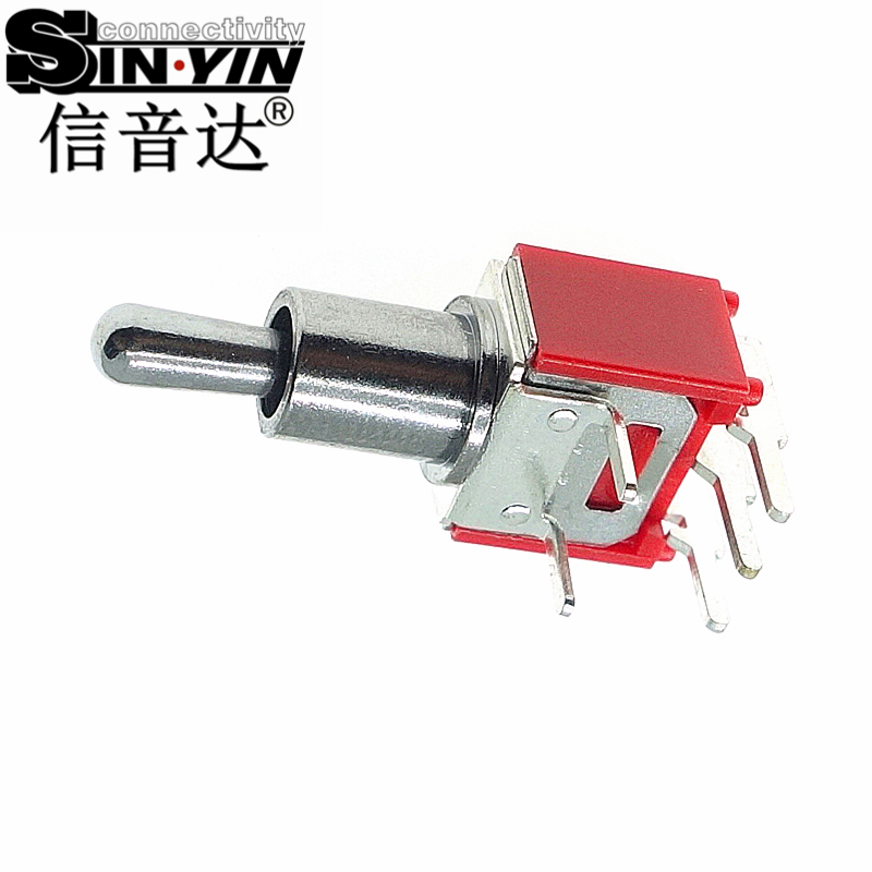 微型钮子开关（单排3脚弯脚/90度侧插/带金属固定支架/两档ON-ON/圆柄/SPDT单极双掷）-2