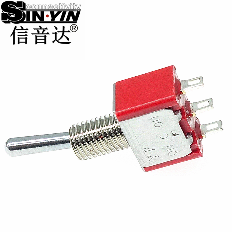微型钮子开关（单排3脚直脚带孔/两档ON-ON/带螺纹套管/SPDT单极双掷/焊接式端子）-2
