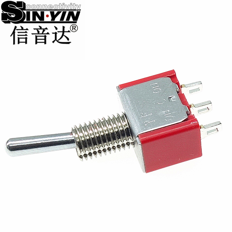 微型钮子开关（单排3脚直脚带孔/两档ON-ON/带螺纹套管/SPDT单极双掷/焊接式端子）-4