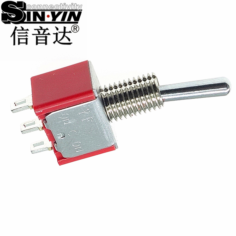 微型钮子开关（单排3脚直脚带孔/两档ON-ON/带螺纹套管/SPDT单极双掷/焊接式端子）-3