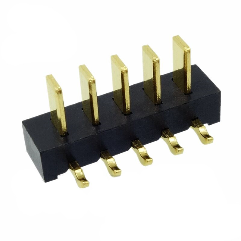 信音达SYCBM01P5R4 5Pin锂电公座｜2.5mm 90°弯插·5A单针载流·PA9T耐260℃·镀金低阻·微型侧向互联