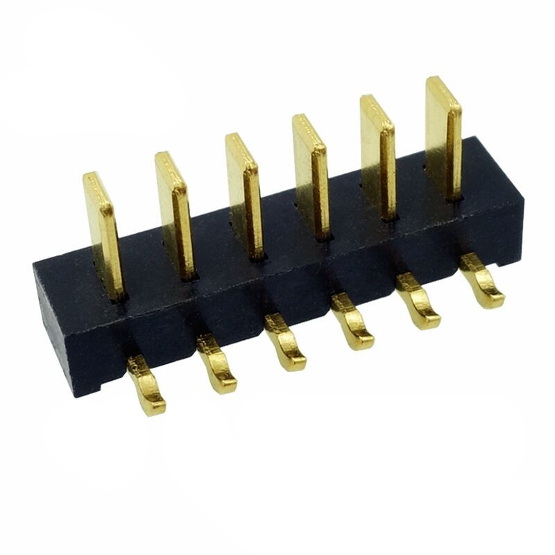 信音达SYCBM01P6R4 6Pin锂电公座｜2.5mm 90°弯插·5A单针载流·PA9T耐260℃·镀金低阻·极简侧向互联