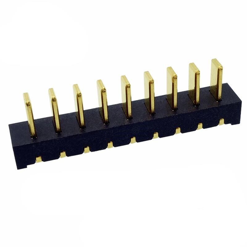信音达SYCBM01P9R4 9Pin锂电公座｜2.5mm 90°弯插·5A单针载流·PA9T耐260℃·镀金低阻·侧向紧凑互联
