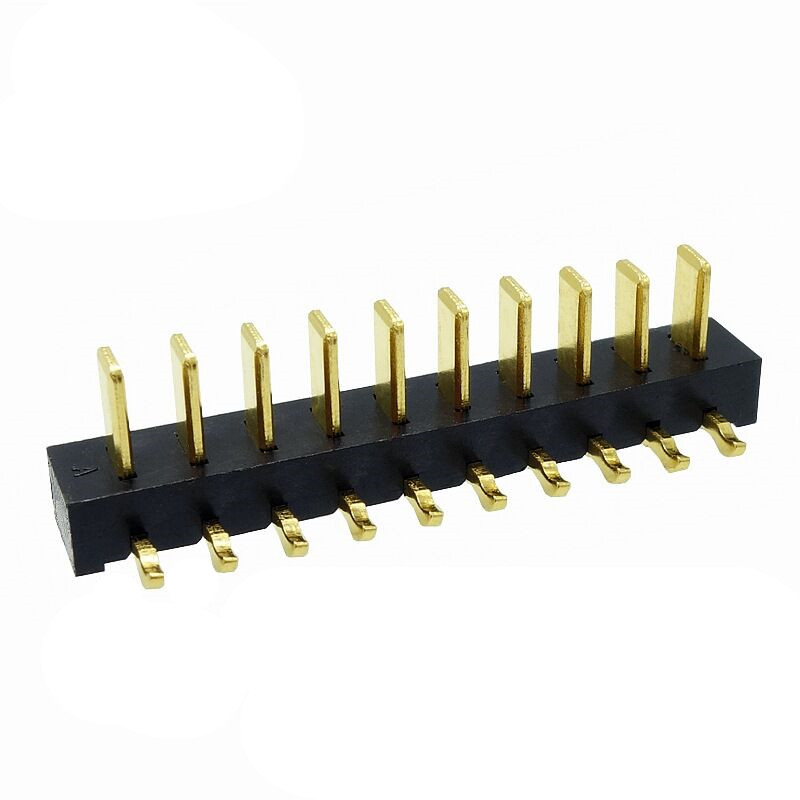 信音达 SYCBM01P10R4 10Pin 锂电公座｜2.5mm 90°弯插·5A 单针载流·PA9T 耐 260℃·镀金低阻·27mm 紧凑布局