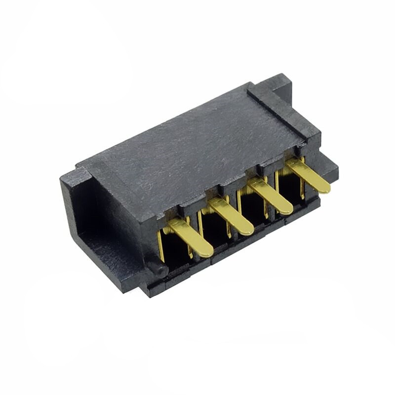 信音达SYCBF01P4CS2 4Pin锂电母座｜14.5mm超精简动力·中柱应力解耦·180°直插·PA9T耐260℃·镀金≤8mΩ