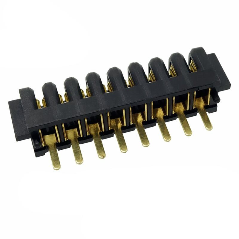 信音达 SYCBF01P8CS2 8Pin锂电母座｜27mm标准闭环·中柱应力解耦·180°直插·PA9T耐260℃·镀金≤8mΩ