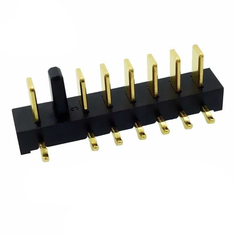 信音达 SYCBM02P7R4 7Pin锂电公座｜22mm极致紧凑·左防呆·PA9T耐260℃·镀金≤8mΩ·90°弯插·轻量智能首选-2