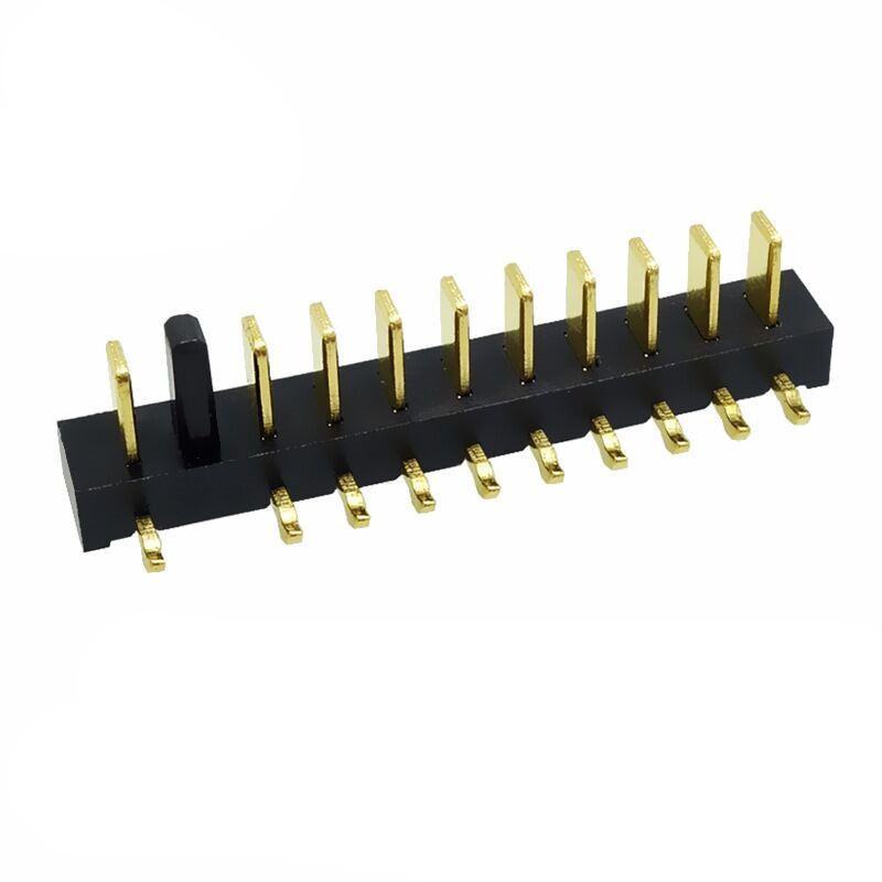 信音达 SYCBM02P10R4 10Pin锂电公座｜29.5mm紧凑长度·左防呆·PA9T耐260℃·镀金≤8mΩ·90°弯插·高功率首选