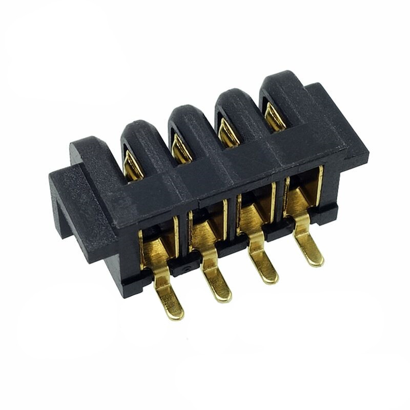 信音达 SYCBF04P4ASMT 4Pin锂电母座｜11.5mm极限宽度·PA9T耐260℃·镀金≤8mΩ·SMT带柱·纯动力首选-2