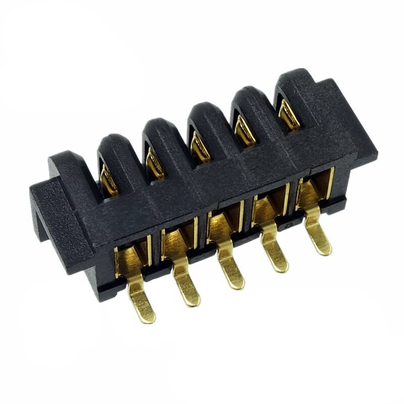信音达 SYCBF04P5ASMT 5Pin锂电母座｜14mm极限宽度·PA9T耐260℃·镀金≤8mΩ·SMT带柱·极简功能首选-2