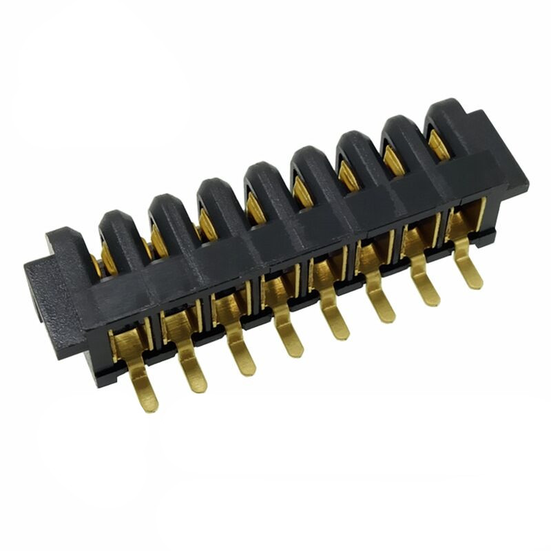 信音达 SYCBF04P8ASMT 8Pin锂电母座｜2.5mm黄金规格·PA9T耐260℃·镀金≤8mΩ·SMT带柱·BMS直连优选