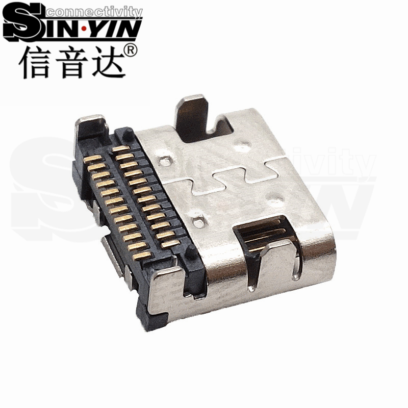 USB Type-C 24Pin 双贴母座（双排SMT贴片/满针24P/全贴片加固/10Gbps高速传输/100W PD快充/主板与扩展坞专指）-5