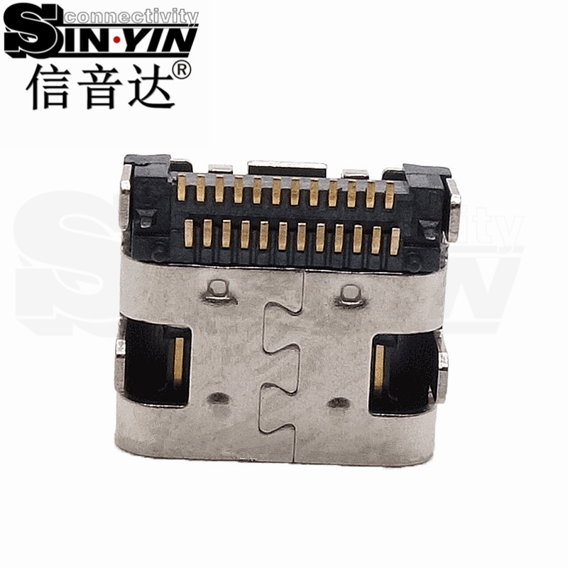 USB Type-C 24Pin 双贴母座（双排SMT贴片/满针24P/全贴片加固/10Gbps高速传输/100W PD快充/主板与扩展坞专指）-4